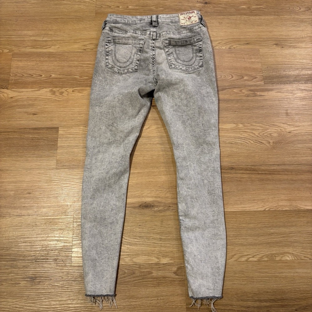 True Religion Jeans Women's 31 Jennie Curvy Mid Rise Skinny Gray Acid Wash Retro - Picture 2 of 16